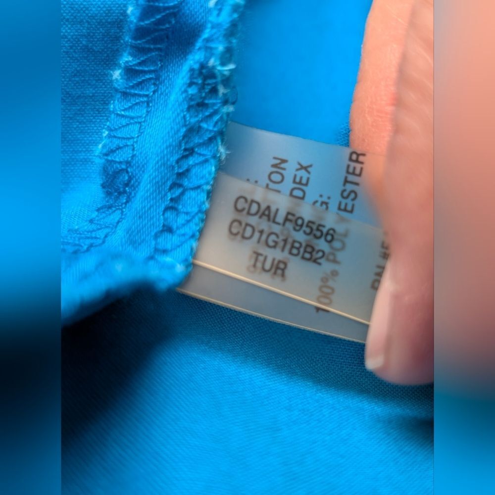 Calvin Klein Teal Sheath Dress 12 Pleated Cotton Sateen Cocktail Party Night Out - Picture 8 of 10